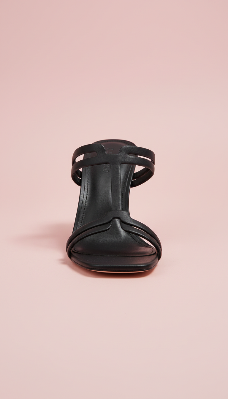Onyx Black Minimalist Heeled Sandals