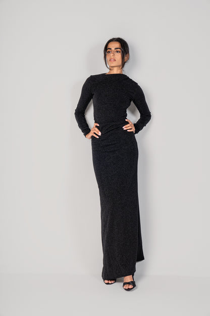 Bling Bling Drape Dress in Black