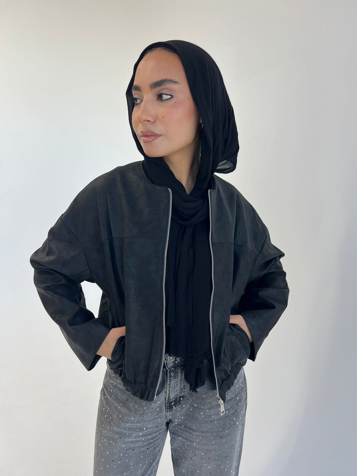 Boss-Girl Leather Jacket in Black