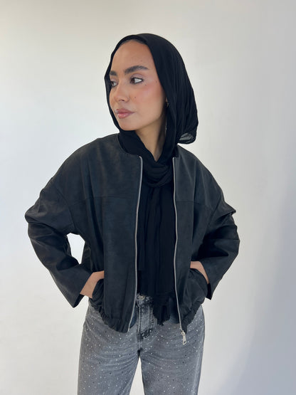 Boss-Girl Leather Jacket in Black