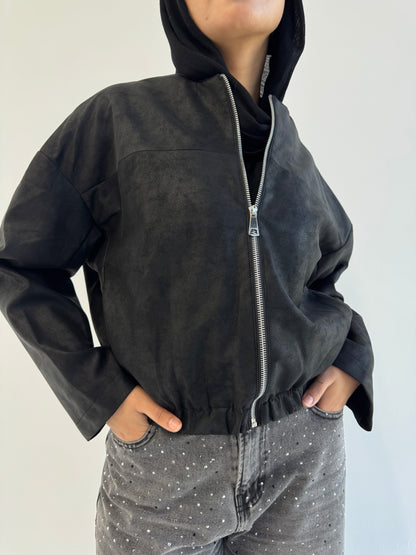 Boss-Girl Leather Jacket in Black