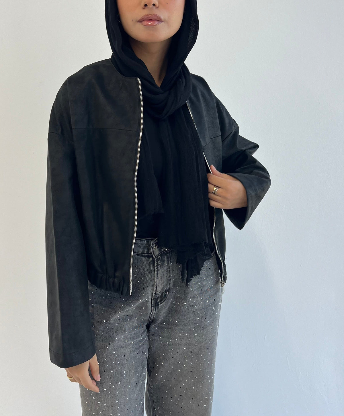 Boss-Girl Leather Jacket in Black