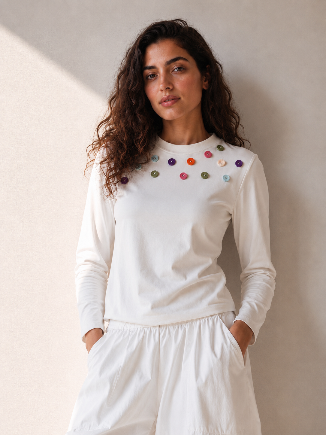 T-Shirt with Colored Buttons