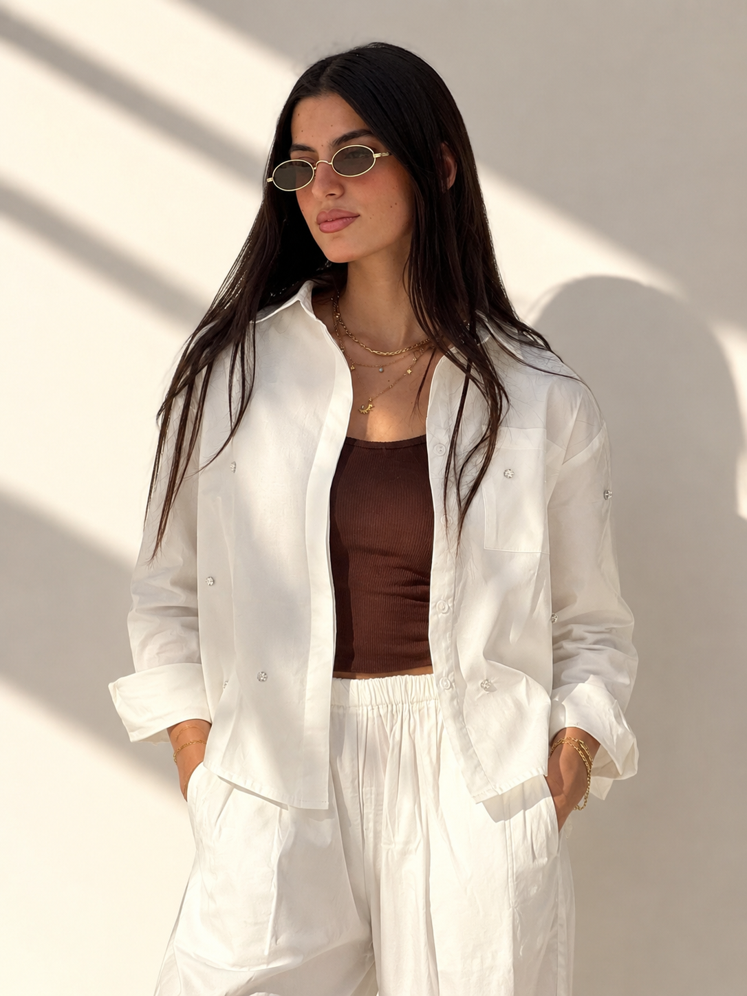 Embellished Off-White Shirt