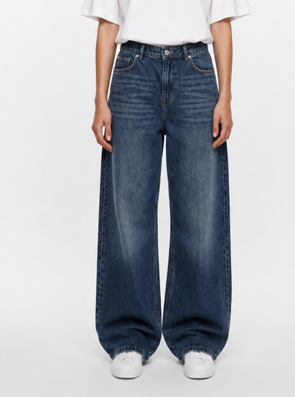 Comfie Drop Wide Jeans: Washed Blue