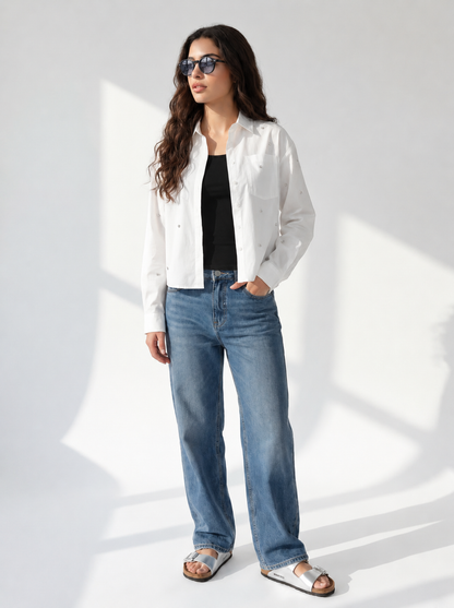 Embellished Off-White Shirt