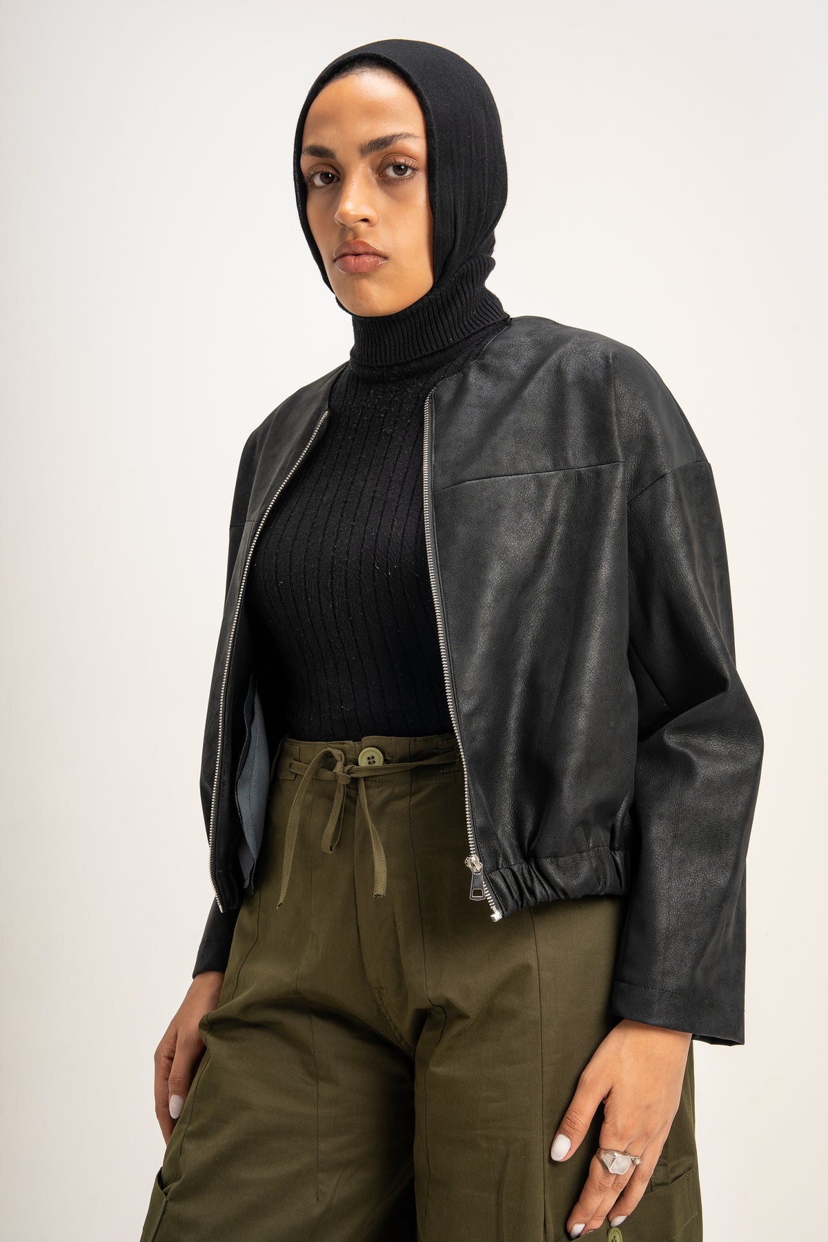Boss-Girl Leather Jacket in Black