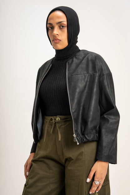 Boss-Girl Leather Jacket in Black