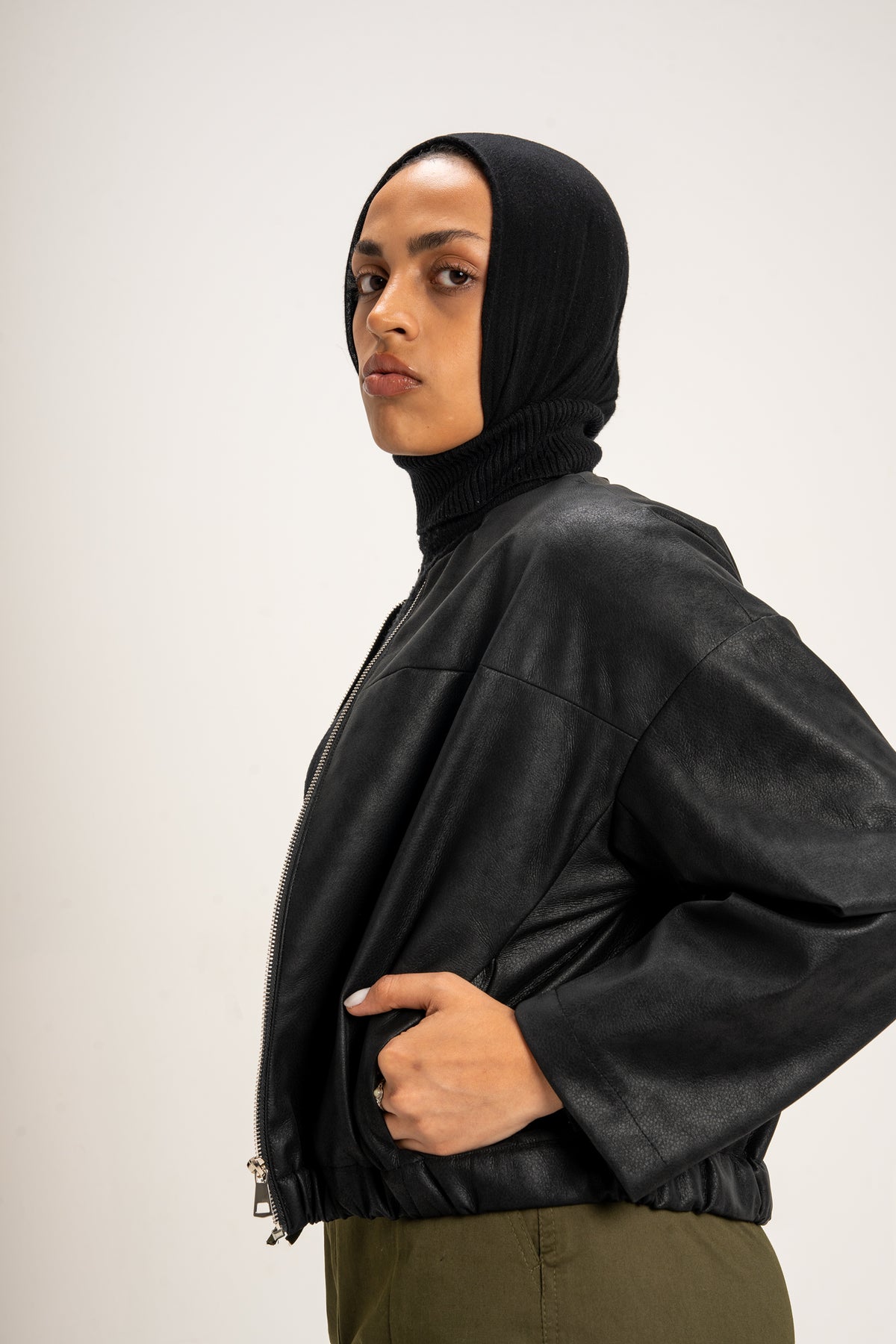 Boss-Girl Leather Jacket in Black
