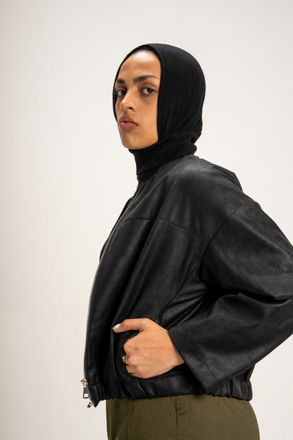 Boss-Girl Leather Jacket in Black
