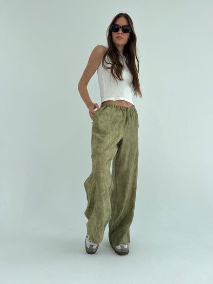 Embossed Olive Pants
