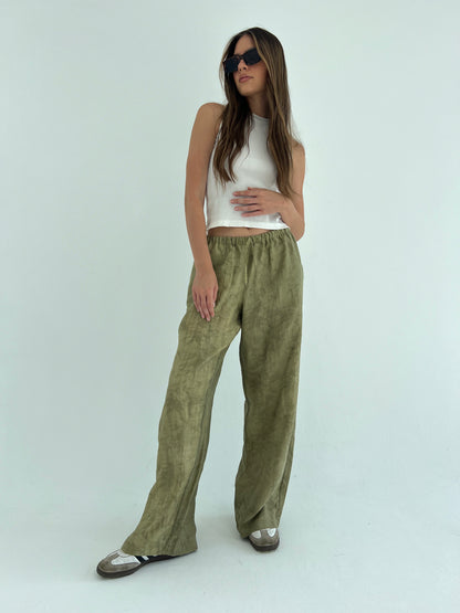 Embossed Olive Pants