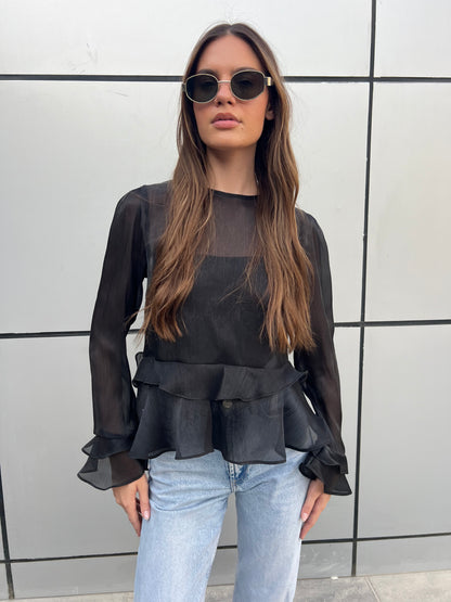 Ruffles Top in Black