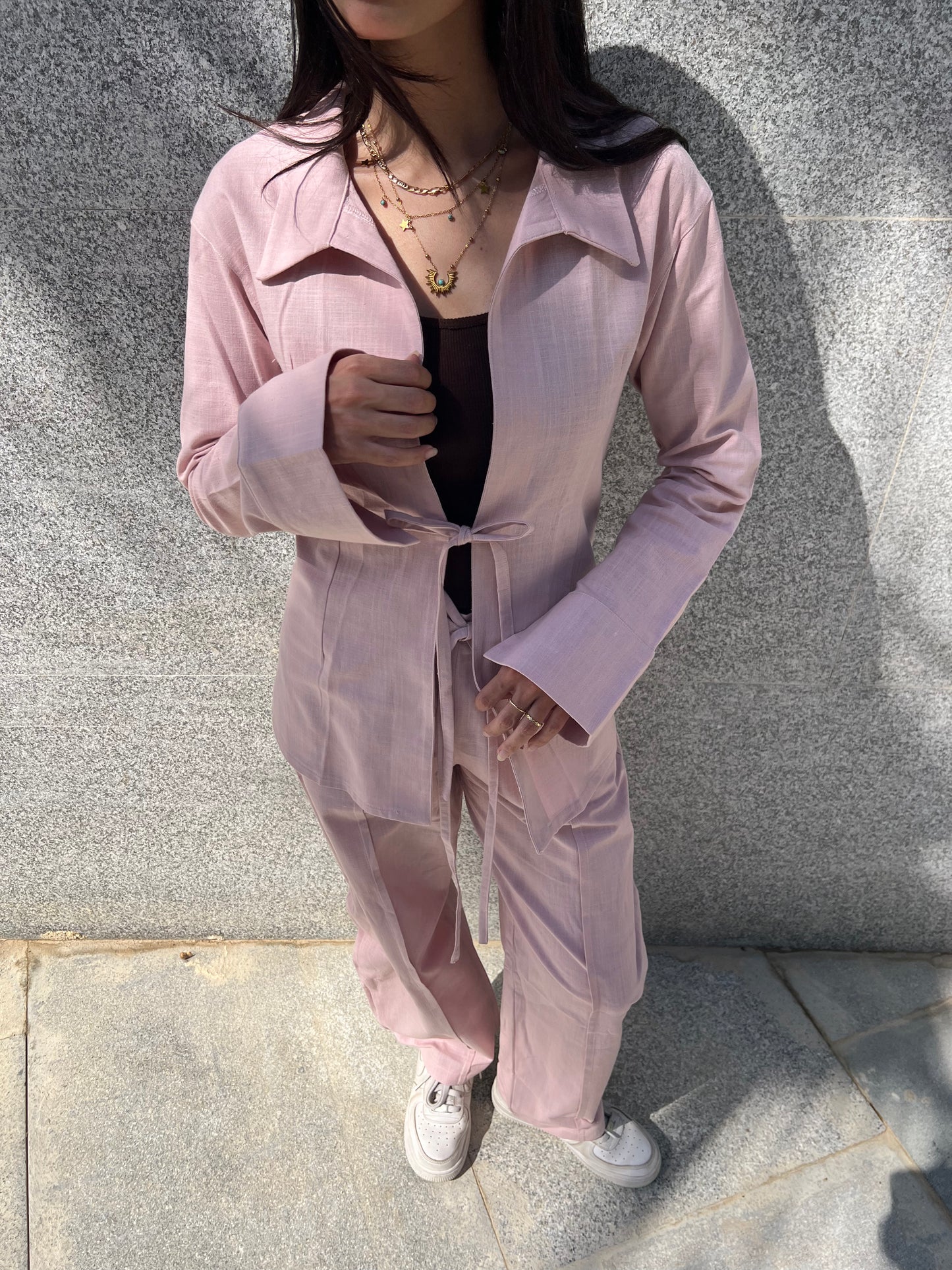 Barrel Linen Pants in Pink