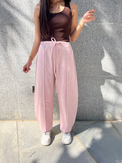 Barrel Linen Pants in Pink