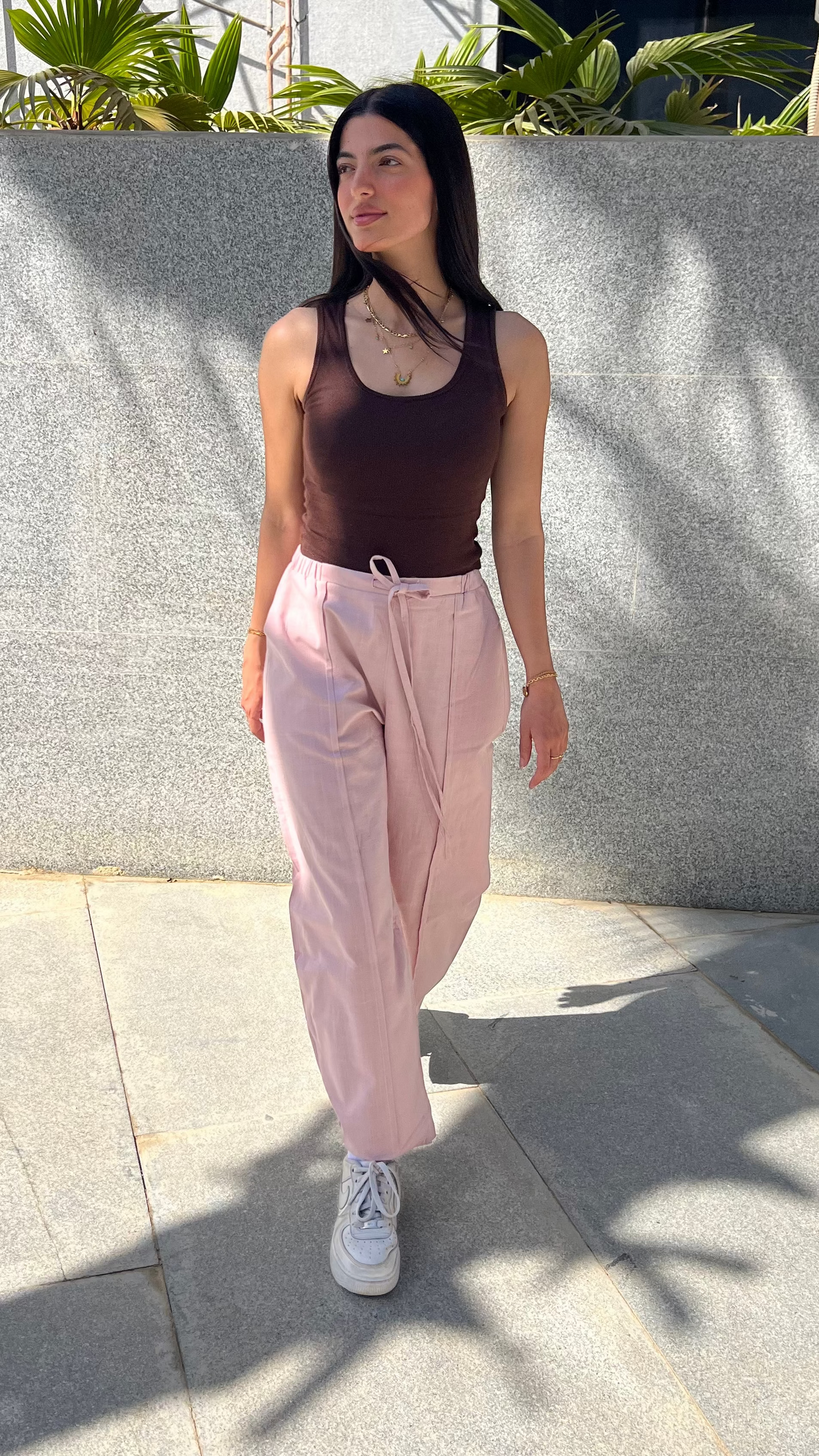 Barrel Linen Pants in Pink