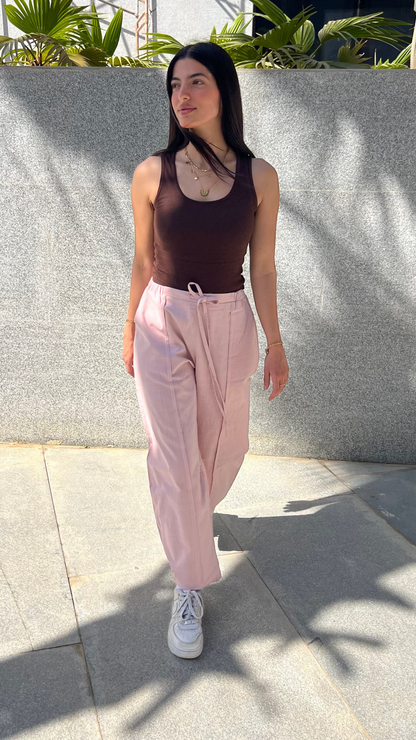 Barrel Linen Pants in Pink