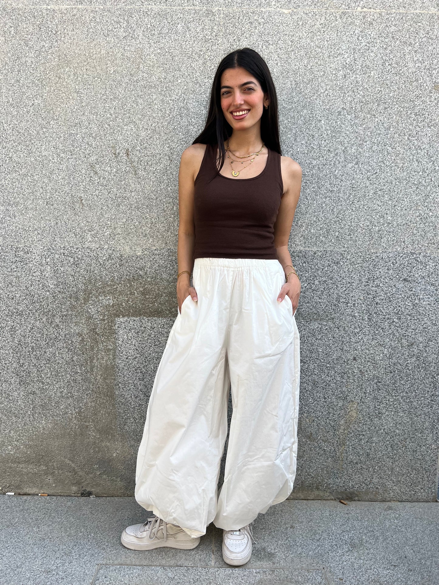 Balloon Pants in Off-White Poplin
