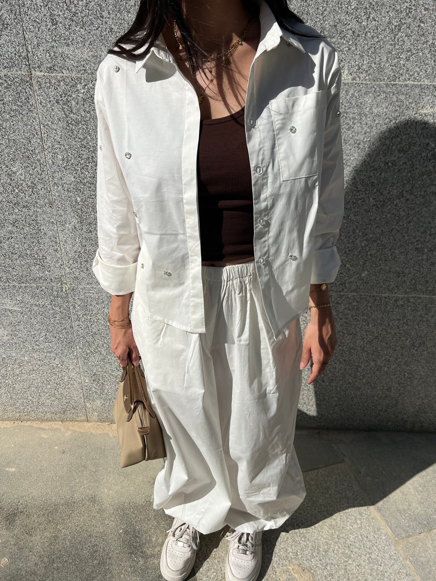 Embellished Off-White Shirt
