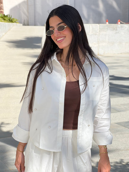 Embellished Off-White Shirt