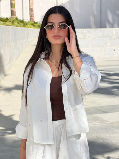 Embellished Off-White Shirt