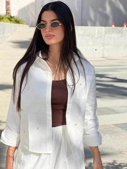 Embellished Off-White Shirt