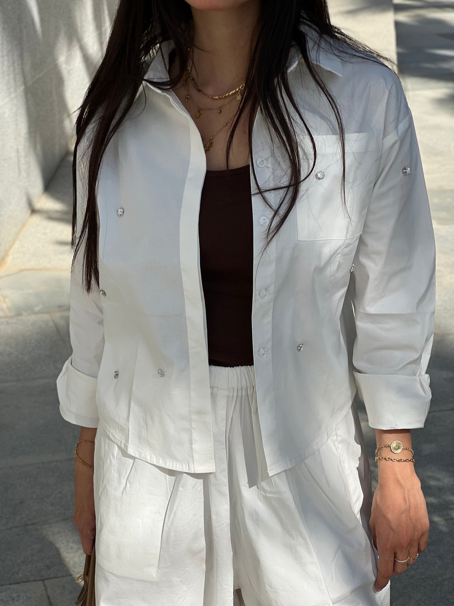 Embellished Off-White Shirt