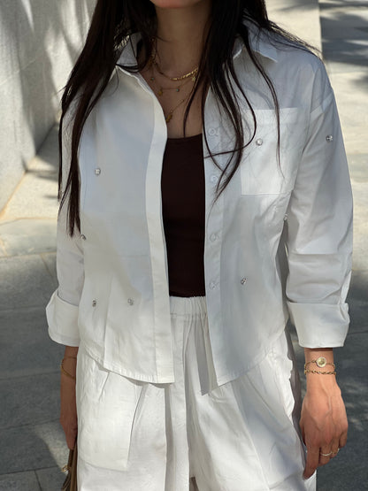 Embellished Off-White Shirt