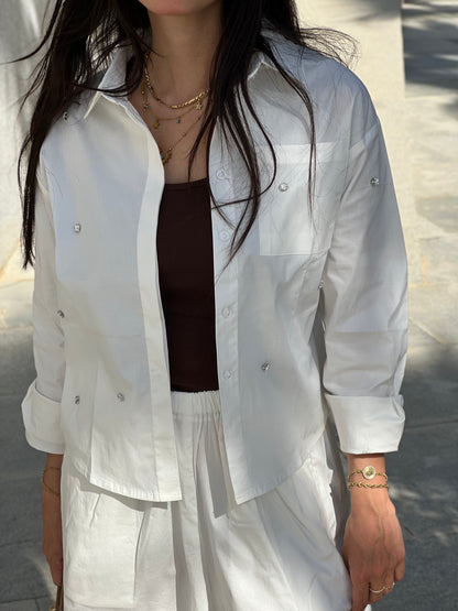 Embellished Off-White Shirt