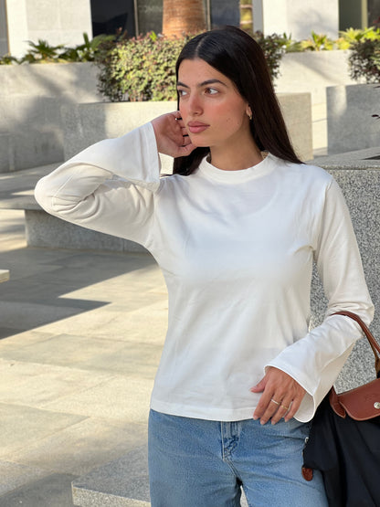 Body-Loving Cotton T-Shirt in Off-White