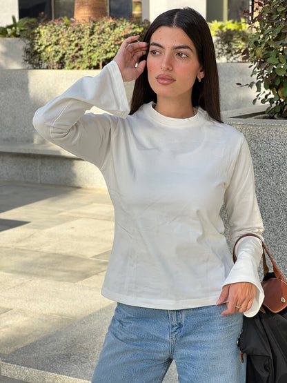 Body-Loving Cotton T-Shirt in Off-White