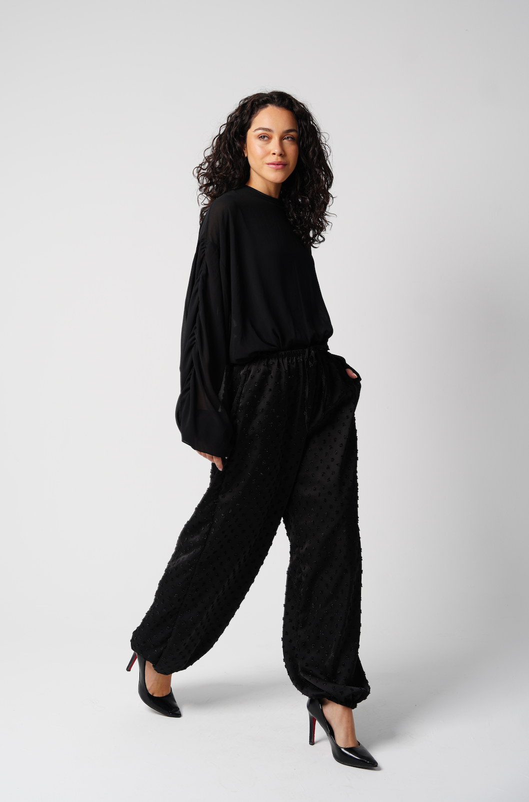 Barrel Polka Dots Satin Pants