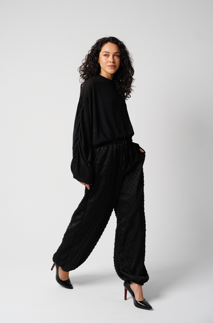 Barrel Polka Dots Satin Pants