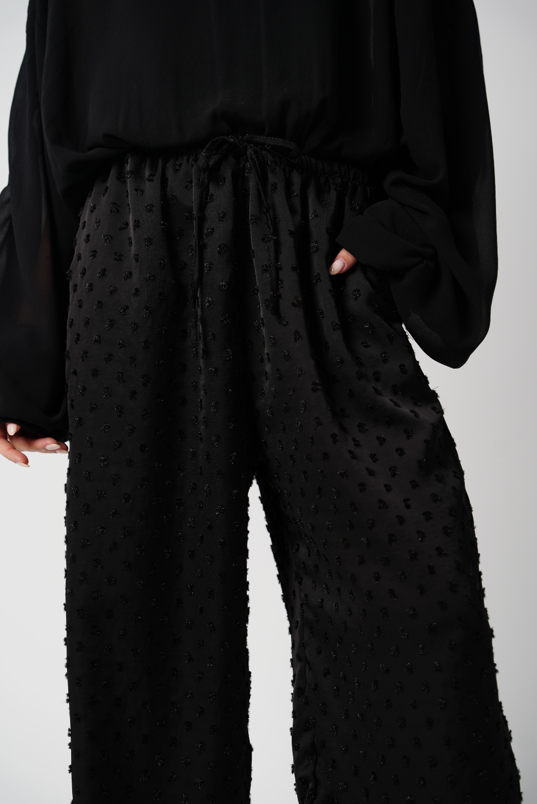 Barrel Polka Dots Satin Pants