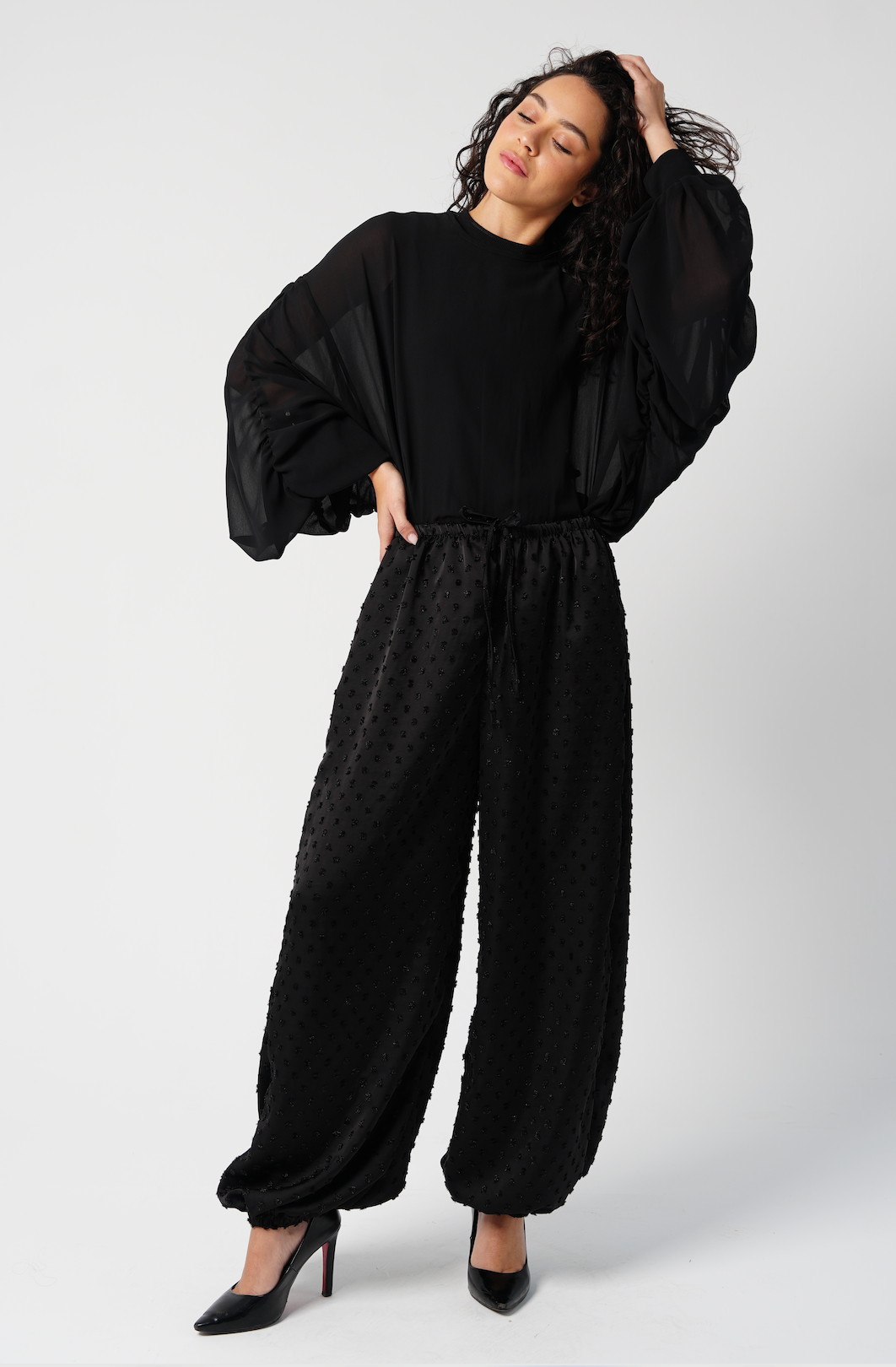 Barrel Polka Dots Satin Pants