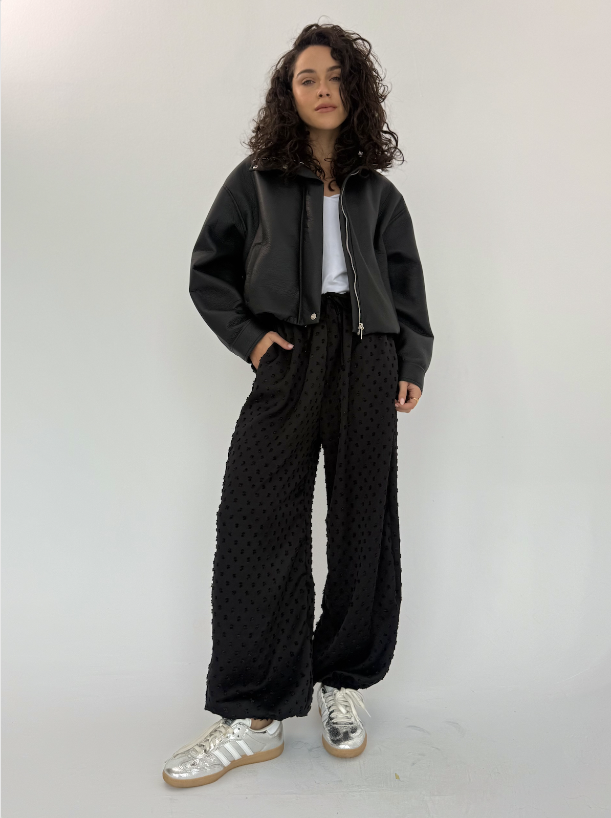 Barrel Polka Dots Satin Pants