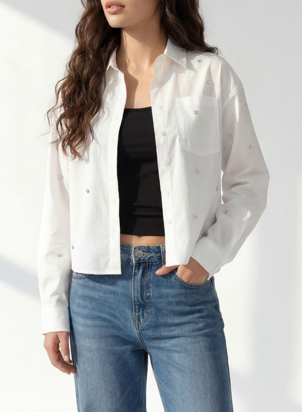 Embellished Off-White Shirt