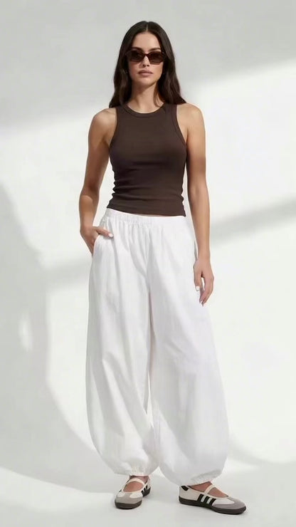 Balloon Pants in Off-White Poplin
