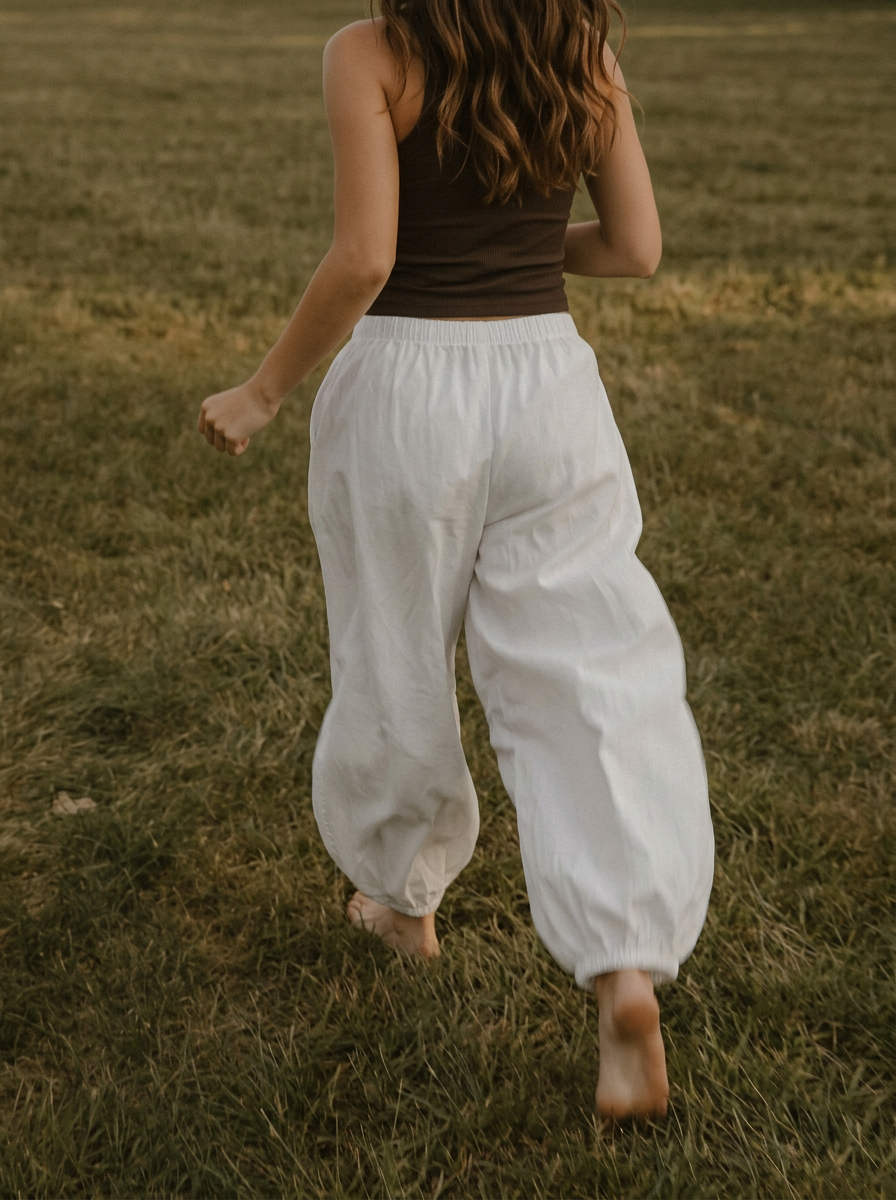Balloon Pants in Off-White Poplin